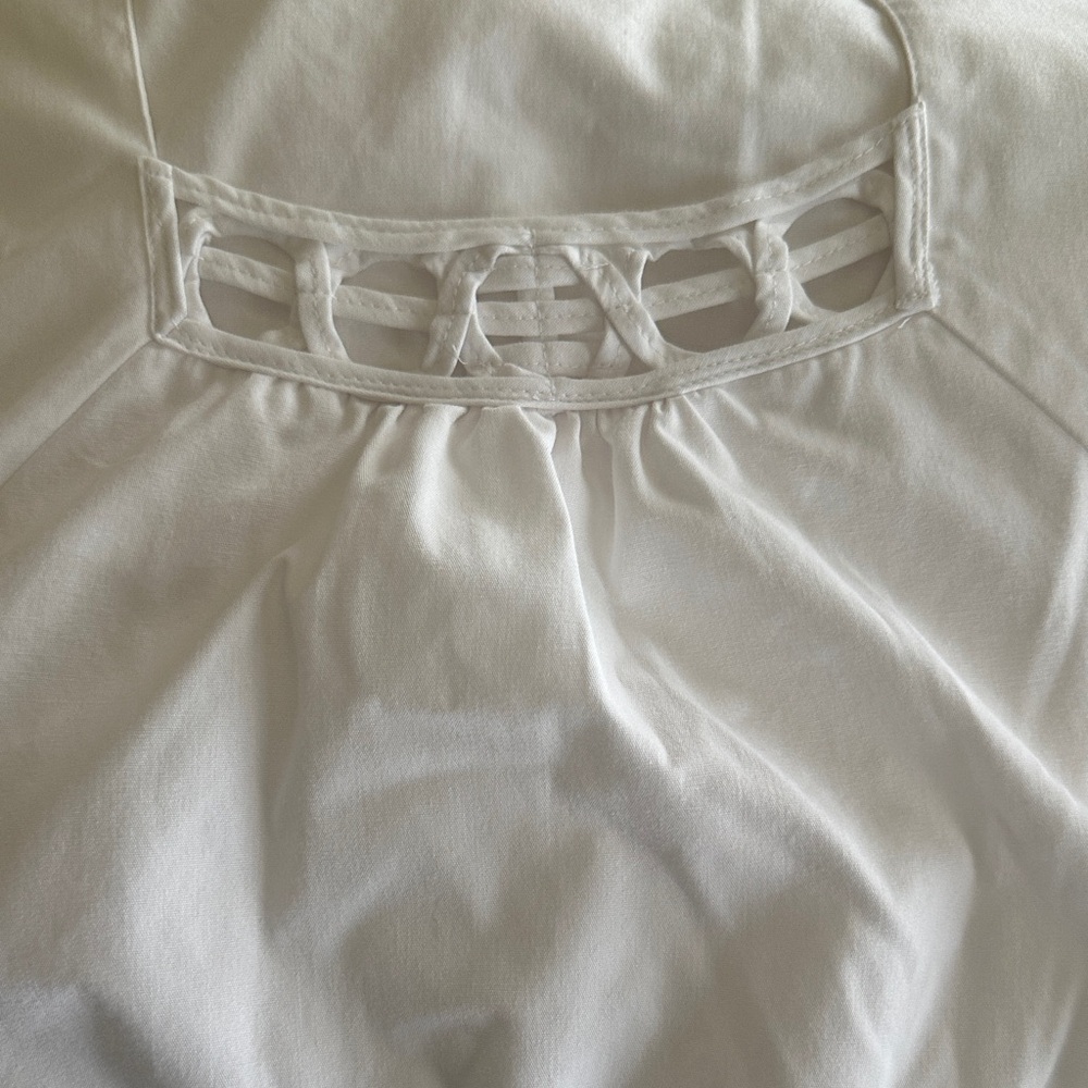 Cherokee White Women's Blouse with neckline detail & 2 pair of scrub pants FREE! - Picture 13 of 16